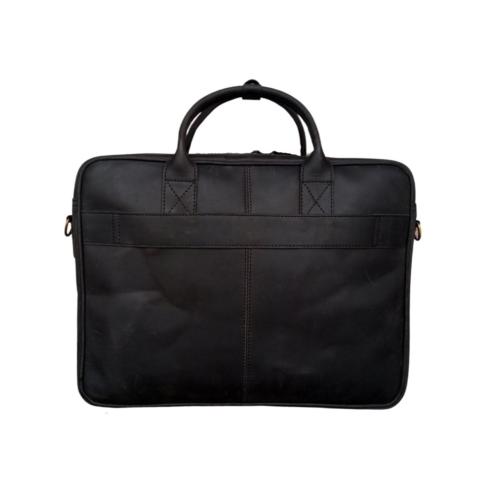 Black Leather Briefcase Laptop Bag