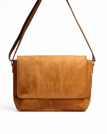 Vegetable Tan Leather Messenger Bag