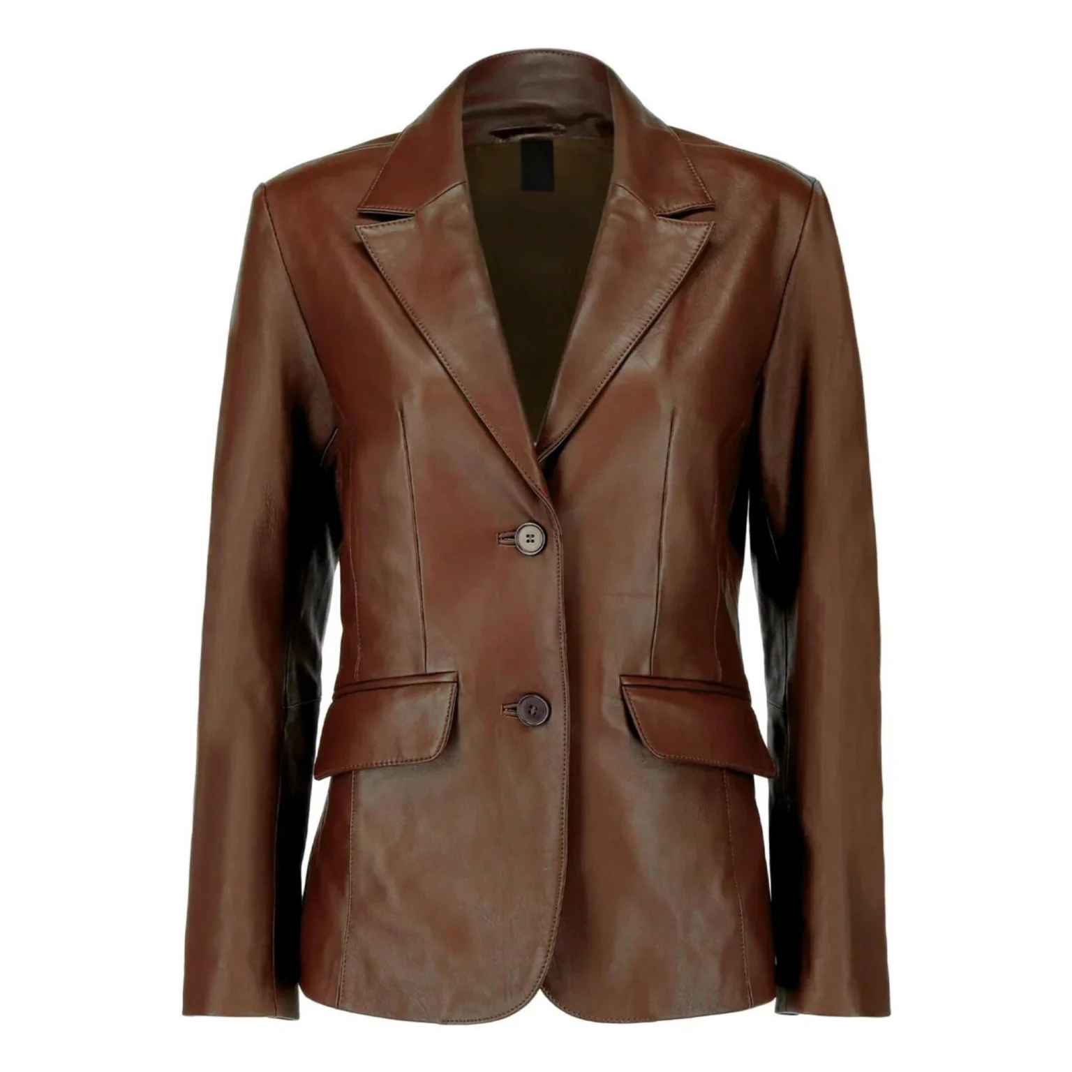 Dark Brown Lambskin Leather Blazer Womens